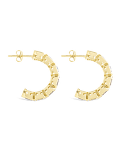 Load image into Gallery viewer, Nyssa Bezel CZ Station Hoop Earrings
