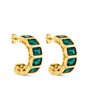 Load image into Gallery viewer, Nyssa Bezel CZ Station Hoop Earrings
