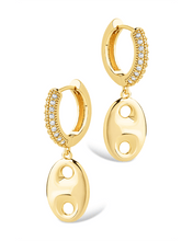 Load image into Gallery viewer, Bliss CZ Anchor Chain Micro Hoop Earrings
