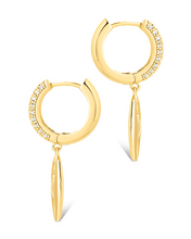 Load image into Gallery viewer, Bliss CZ Anchor Chain Micro Hoop Earrings
