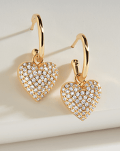 Load image into Gallery viewer, Disco Heart CZ Micro Hoop Earrings
