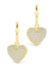 Load image into Gallery viewer, Disco Heart CZ Micro Hoop Earrings
