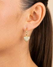 Load image into Gallery viewer, Disco Heart CZ Micro Hoop Earrings
