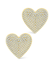 Load image into Gallery viewer, Disco Heart CZ Statement Stud Earrings
