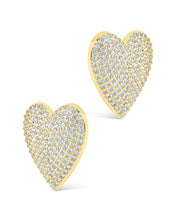 Load image into Gallery viewer, Disco Heart CZ Statement Stud Earrings
