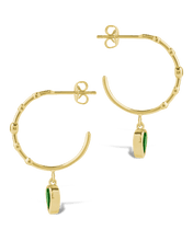 Load image into Gallery viewer, Bezel CZ Station Hoop Earrings
