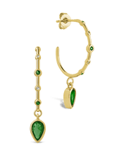 Load image into Gallery viewer, Bezel CZ Station Hoop Earrings
