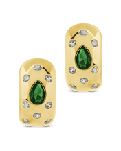 Load image into Gallery viewer, Mixed CZ Chunky Huggie Hoops
