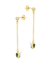 Load image into Gallery viewer, Delicate Chain Link CZ Drop Earrings
