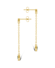 Load image into Gallery viewer, Delicate Chain Link CZ Drop Earrings
