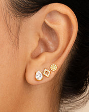 Load image into Gallery viewer, Sterling Silver CZ Geo Stud Set of 3
