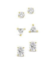Load image into Gallery viewer, Sterling Silver Everyday CZ Stud Set of 3
