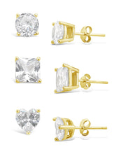 Load image into Gallery viewer, Sterling Silver Statement CZ Stud Set of 3
