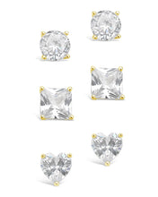 Load image into Gallery viewer, Sterling Silver Statement CZ Stud Set of 3
