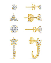 Load image into Gallery viewer, Sterling Silver 4pc Everyday CZ Earring Set
