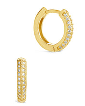 Load image into Gallery viewer, Sterling Silver Pave CZ Infinity Hoop Earrings
