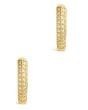 Load image into Gallery viewer, Sterling Silver Pave CZ Infinity Hoop Earrings

