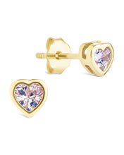 Load image into Gallery viewer, Sterling Silver Bezel Set CZ Heart Studs
