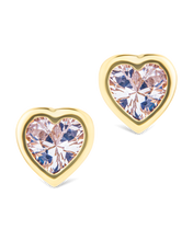 Load image into Gallery viewer, Sterling Silver Bezel Set CZ Heart Studs
