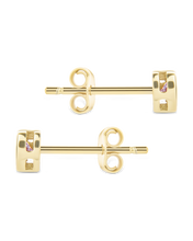 Load image into Gallery viewer, Sterling Silver Bezel Set CZ Heart Studs
