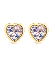Load image into Gallery viewer, Sterling Silver Bezel Set CZ Heart Studs
