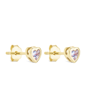 Load image into Gallery viewer, Sterling Silver Bezel Set CZ Heart Studs
