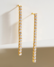 Load image into Gallery viewer, Sterling Silver CZ Linear Drop Earrings
