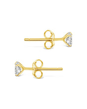 Load image into Gallery viewer, Sterling Silver 4mm CZ Stud Earrings
