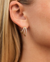 Load image into Gallery viewer, Sterling Silver Porter Triple Row CZ Huggie Hoops

