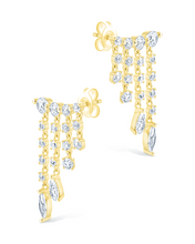 Load image into Gallery viewer, Sterling Silver Adrian CZ Waterfall Statement Studs

