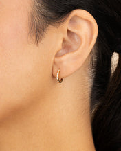 Load image into Gallery viewer, Sterling Silver Henley CZ Baguette Micro Hoop Earrings

