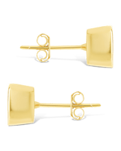 Load image into Gallery viewer, Sterling Silver Asscher Cut Bezel Set Stud Earrings
