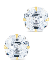 Load image into Gallery viewer, Sterling Silver Asscher Cut Prong Set Stud Earrings
