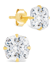 Load image into Gallery viewer, Sterling Silver Cushion Cut Prong Set Stud Earrings
