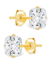 Load image into Gallery viewer, Sterling Silver Cushion Cut Prong Set Stud Earrings
