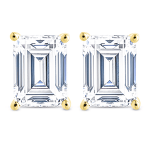 Load image into Gallery viewer, Sterling Silver Emerald Cut Prong Set Stud Earrings
