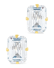 Load image into Gallery viewer, Sterling Silver Emerald Cut Prong Set Stud Earrings
