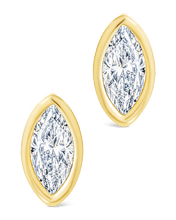 Load image into Gallery viewer, Sterling Silver Marquise Cut Bezel Set Stud Earrings

