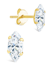 Load image into Gallery viewer, Sterling Silver Marquise Cut Prong Set Stud Earrings
