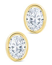 Load image into Gallery viewer, Sterling Silver Oval Cut Bezel Set Stud Earrings
