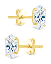 Load image into Gallery viewer, Sterling Silver Oval Cut Prong Set Stud Earrings
