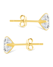 Load image into Gallery viewer, Sterling Silver Princess Cut Prong Set Stud Earrings
