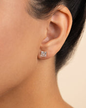 Load image into Gallery viewer, Sterling Silver Princess Cut Prong Set Stud Earrings
