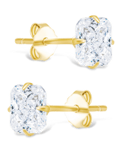 Load image into Gallery viewer, Sterling Silver Radiant Cut Prong Set Stud Earrings
