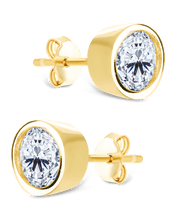 Load image into Gallery viewer, Sterling Silver Helene Round Cut Bezel Set Stud Earrings
