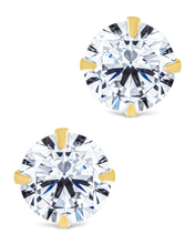 Load image into Gallery viewer, Sterling Silver Round Cut Prong Set Stud Earrings
