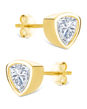 Load image into Gallery viewer, Sterling Silver Trillion Cut Bezel Set Stud Earrings
