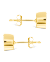 Load image into Gallery viewer, Sterling Silver Trillion Cut Bezel Set Stud Earrings
