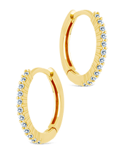 Load image into Gallery viewer, Sterling Silver Pave CZ Micro Hoops
