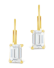 Load image into Gallery viewer, Sterling Silver Emerald Cut French Clip Earrings
